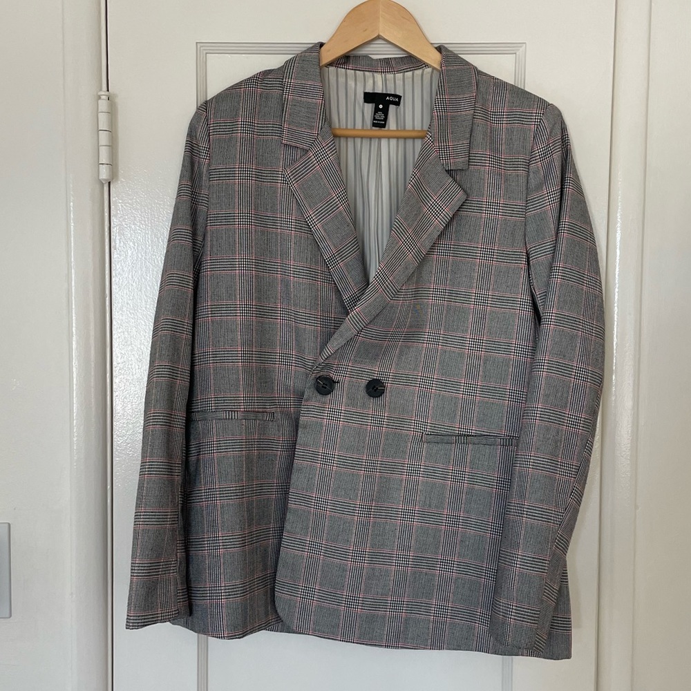 Aqua Plaid Blazer